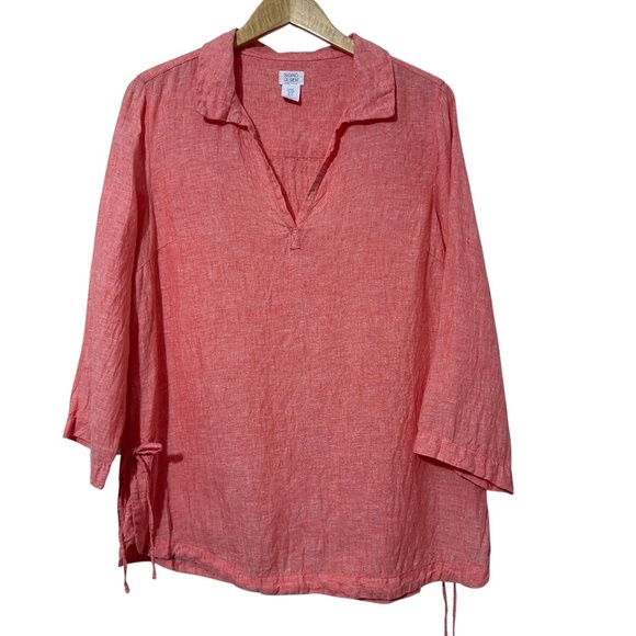 Sigrid Olsen Linen Top Womens Size Med Ties on Side - Picture 6 of 6